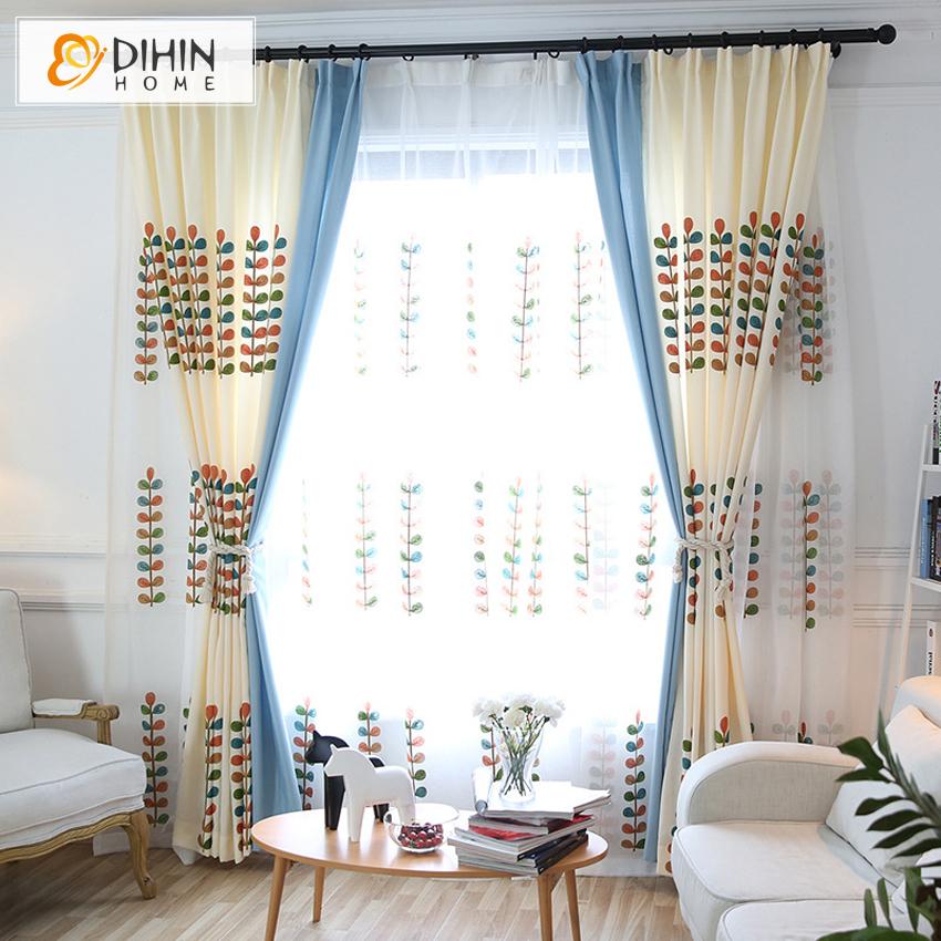 DIHIN HOME Pastoral Embroidered Leaves,Blackout Grommet Window Curtain for Living Room ,52x63-inch,1 Panel Roman Shades Curtains Window Blinds custom curtains blackout curtains curtains for living room sheer curtains curtain fabric linen curtains kitchen curtains velvet curtains pinch pleat curtains bay window curtains outdoor curtains pleated curtains floral curtains dining room curtains kitchen valances drapes for bedroom patio curtains nursery curtains grommet curtains