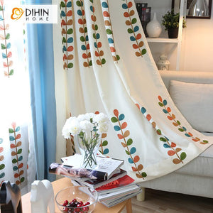 DIHIN HOME Pastoral Embroidered Leaves,Blackout Grommet Window Curtain for Living Room ,52x63-inch,1 Panel Roman Shades Curtains Window Blinds custom curtains blackout curtains curtains for living room sheer curtains curtain fabric linen curtains kitchen curtains velvet curtains pinch pleat curtains bay window curtains outdoor curtains pleated curtains floral curtains dining room curtains kitchen valances drapes for bedroom patio curtains nursery curtains grommet curtains