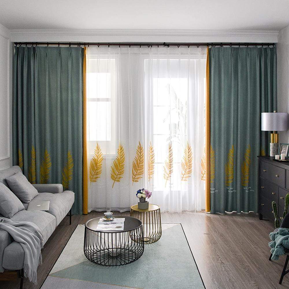 DIHIN HOME Pastoral Embroidered Leaves Spliced Curtains，Blackout Grommet Window Curtain for Living Room ,52x63-inch,1 Panel Roman Shades Curtains Window Blinds custom curtains blackout curtains curtains for living room sheer curtains curtain fabric linen curtains kitchen curtains velvet curtains pinch pleat curtains bay window curtains outdoor curtains pleated curtains floral curtains dining room curtains kitchen valances drapes for bedroom patio curtains nursery curtains grommet curtains