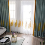 DIHIN HOME Pastoral Embroidered Leaves Spliced Curtains，Blackout Grommet Window Curtain for Living Room ,52x63-inch,1 Panel Roman Shades Curtains Window Blinds custom curtains blackout curtains curtains for living room sheer curtains curtain fabric linen curtains kitchen curtains velvet curtains pinch pleat curtains bay window curtains outdoor curtains pleated curtains floral curtains dining room curtains kitchen valances drapes for bedroom patio curtains nursery curtains grommet curtains