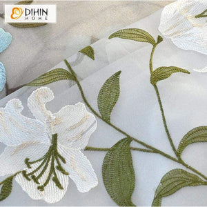 DIHIN HOME Pastoral Embroidered Tulle Curtain ,Sheer Curtain, Grommet Window Curtain for Living Room ,52x63-inch,1 Panel Roman Shades Curtains Window Blinds custom curtains blackout curtains curtains for living room sheer curtains curtain fabric linen curtains kitchen curtains velvet curtains pinch pleat curtains bay window curtains outdoor curtains pleated curtains floral curtains dining room curtains kitchen valances drapes for bedroom patio curtains nursery curtains grommet curtains