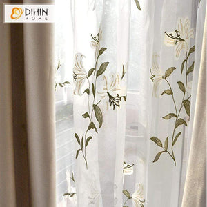 DIHIN HOME Pastoral Embroidered Tulle Curtain ,Sheer Curtain, Grommet Window Curtain for Living Room ,52x63-inch,1 Panel Roman Shades Curtains Window Blinds custom curtains blackout curtains curtains for living room sheer curtains curtain fabric linen curtains kitchen curtains velvet curtains pinch pleat curtains bay window curtains outdoor curtains pleated curtains floral curtains dining room curtains kitchen valances drapes for bedroom patio curtains nursery curtains grommet curtains