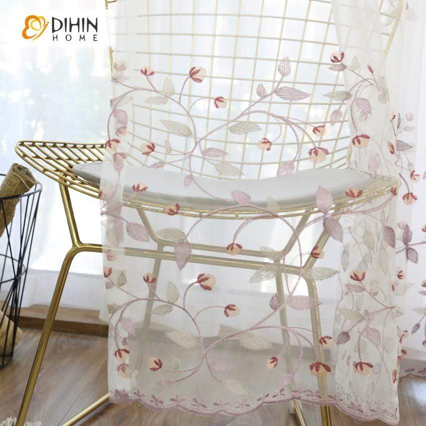 DIHIN HOME Pastoral Embroidered Window Screening ,Sheer Curtain, Grommet Window Curtain for Living Room ,52x63-inch,1 Panel Roman Shades Curtains Window Blinds custom curtains blackout curtains curtains for living room sheer curtains curtain fabric linen curtains kitchen curtains velvet curtains pinch pleat curtains bay window curtains outdoor curtains pleated curtains floral curtains dining room curtains kitchen valances drapes for bedroom patio curtains nursery curtains grommet curtains
