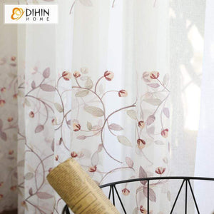 DIHIN HOME Pastoral Embroidered Window Screening ,Sheer Curtain, Grommet Window Curtain for Living Room ,52x63-inch,1 Panel Roman Shades Curtains Window Blinds custom curtains blackout curtains curtains for living room sheer curtains curtain fabric linen curtains kitchen curtains velvet curtains pinch pleat curtains bay window curtains outdoor curtains pleated curtains floral curtains dining room curtains kitchen valances drapes for bedroom patio curtains nursery curtains grommet curtains