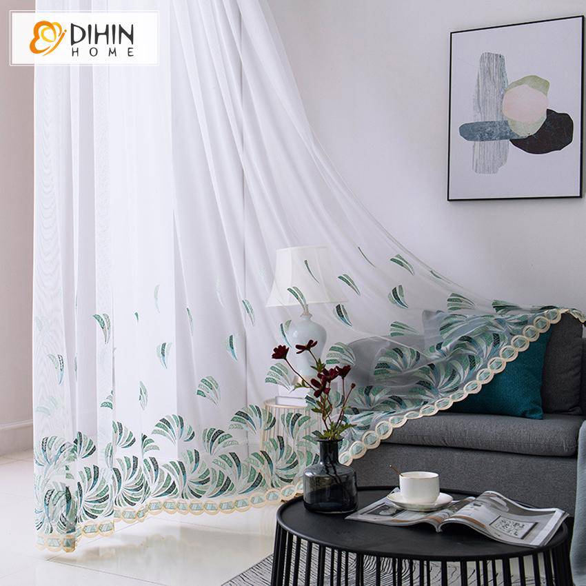 DIHIN HOME Pastoral Embroidered Window Screening,Sheer Curtain, Grommet Window Curtain for Living Room ,52x63-inch,1 Panel Roman Shades Curtains Window Blinds custom curtains blackout curtains curtains for living room sheer curtains curtain fabric linen curtains kitchen curtains velvet curtains pinch pleat curtains bay window curtains outdoor curtains pleated curtains floral curtains dining room curtains kitchen valances drapes for bedroom patio curtains nursery curtains grommet curtains