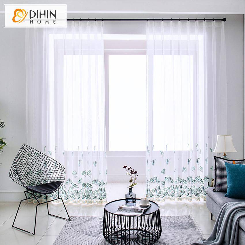 DIHIN HOME Pastoral Embroidered Window Screening,Sheer Curtain, Grommet Window Curtain for Living Room ,52x63-inch,1 Panel Roman Shades Curtains Window Blinds custom curtains blackout curtains curtains for living room sheer curtains curtain fabric linen curtains kitchen curtains velvet curtains pinch pleat curtains bay window curtains outdoor curtains pleated curtains floral curtains dining room curtains kitchen valances drapes for bedroom patio curtains nursery curtains grommet curtains