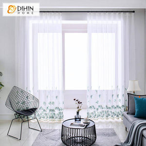 DIHIN HOME Pastoral Embroidered Window Screening,Sheer Curtain, Grommet Window Curtain for Living Room ,52x63-inch,1 Panel Roman Shades Curtains Window Blinds custom curtains blackout curtains curtains for living room sheer curtains curtain fabric linen curtains kitchen curtains velvet curtains pinch pleat curtains bay window curtains outdoor curtains pleated curtains floral curtains dining room curtains kitchen valances drapes for bedroom patio curtains nursery curtains grommet curtains