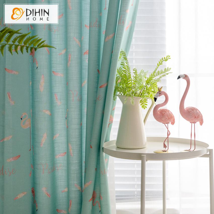 DIHIN HOME Pastoral Flamingo Printed Curtain ,Cotton Linen ,Blackout Grommet Window Curtain for Living Room ,52x63-inch,1 Panel Roman Shades Curtains Window Blinds custom curtains blackout curtains curtains for living room sheer curtains curtain fabric linen curtains kitchen curtains velvet curtains pinch pleat curtains bay window curtains outdoor curtains pleated curtains floral curtains dining room curtains kitchen valances drapes for bedroom patio curtains nursery curtains grommet curtains