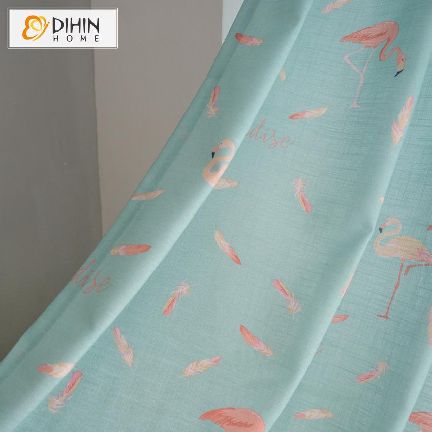 DIHIN HOME Pastoral Flamingo Printed Curtain ,Cotton Linen ,Blackout Grommet Window Curtain for Living Room ,52x63-inch,1 Panel Roman Shades Curtains Window Blinds custom curtains blackout curtains curtains for living room sheer curtains curtain fabric linen curtains kitchen curtains velvet curtains pinch pleat curtains bay window curtains outdoor curtains pleated curtains floral curtains dining room curtains kitchen valances drapes for bedroom patio curtains nursery curtains grommet curtains