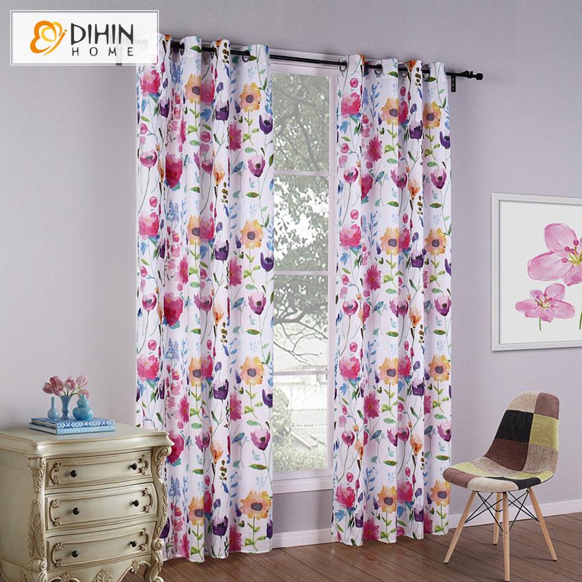 DIHIN HOME Pastoral Floral Printed Curtains,Blackout Grommet Window Curtain for Living Room ,52x63-inch,1 Panel Roman Shades Curtains Window Blinds custom curtains blackout curtains curtains for living room sheer curtains curtain fabric linen curtains kitchen curtains velvet curtains pinch pleat curtains bay window curtains outdoor curtains pleated curtains floral curtains dining room curtains kitchen valances drapes for bedroom patio curtains nursery curtains grommet curtains
