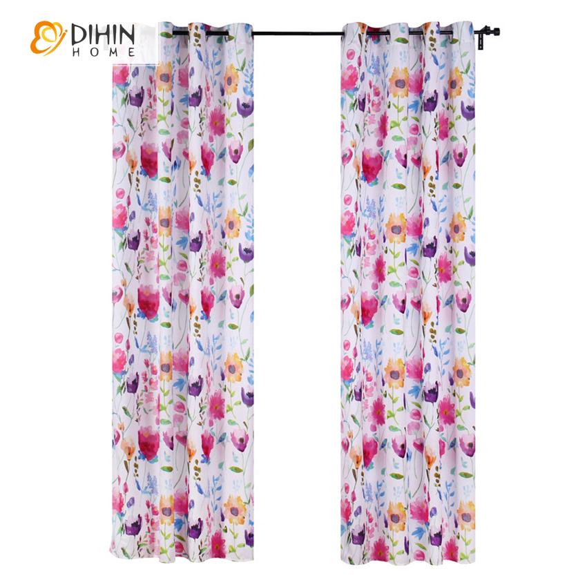 DIHIN HOME Pastoral Floral Printed Curtains,Blackout Grommet Window Curtain for Living Room ,52x63-inch,1 Panel Roman Shades Curtains Window Blinds custom curtains blackout curtains curtains for living room sheer curtains curtain fabric linen curtains kitchen curtains velvet curtains pinch pleat curtains bay window curtains outdoor curtains pleated curtains floral curtains dining room curtains kitchen valances drapes for bedroom patio curtains nursery curtains grommet curtains