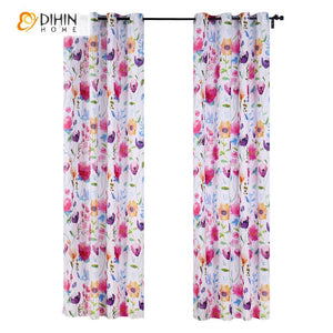 DIHIN HOME Pastoral Floral Printed Curtains,Blackout Grommet Window Curtain for Living Room ,52x63-inch,1 Panel Roman Shades Curtains Window Blinds custom curtains blackout curtains curtains for living room sheer curtains curtain fabric linen curtains kitchen curtains velvet curtains pinch pleat curtains bay window curtains outdoor curtains pleated curtains floral curtains dining room curtains kitchen valances drapes for bedroom patio curtains nursery curtains grommet curtains