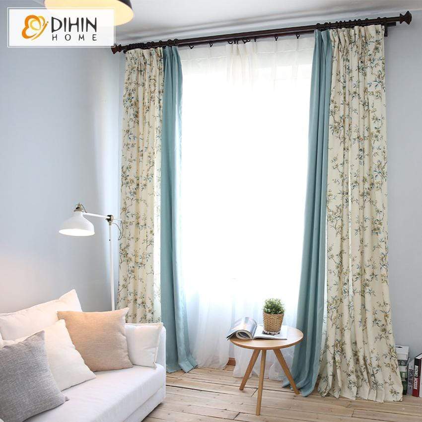 DIHIN HOME Pastoral Floral Spliced Curtains，Blackout Grommet Window Curtain for Living Room ,52x63-inch,1 Panel Roman Shades Curtains Window Blinds custom curtains blackout curtains curtains for living room sheer curtains curtain fabric linen curtains kitchen curtains velvet curtains pinch pleat curtains bay window curtains outdoor curtains pleated curtains floral curtains dining room curtains kitchen valances drapes for bedroom patio curtains nursery curtains grommet curtains