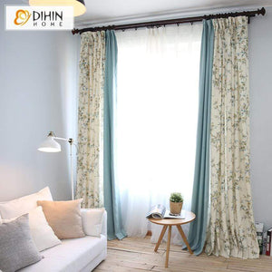 DIHIN HOME Pastoral Floral Spliced Curtains，Blackout Grommet Window Curtain for Living Room ,52x63-inch,1 Panel Roman Shades Curtains Window Blinds custom curtains blackout curtains curtains for living room sheer curtains curtain fabric linen curtains kitchen curtains velvet curtains pinch pleat curtains bay window curtains outdoor curtains pleated curtains floral curtains dining room curtains kitchen valances drapes for bedroom patio curtains nursery curtains grommet curtains