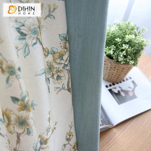 DIHIN HOME Pastoral Floral Spliced Curtains，Blackout Grommet Window Curtain for Living Room ,52x63-inch,1 Panel Roman Shades Curtains Window Blinds custom curtains blackout curtains curtains for living room sheer curtains curtain fabric linen curtains kitchen curtains velvet curtains pinch pleat curtains bay window curtains outdoor curtains pleated curtains floral curtains dining room curtains kitchen valances drapes for bedroom patio curtains nursery curtains grommet curtains