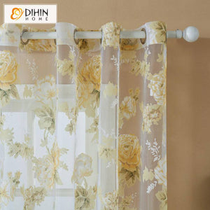 DIHIN HOME Pastoral Flower Printed Sheer Curtains,Grommet Window Curtain for Living Room ,52x63-inch,1 Panel Roman Shades Curtains Window Blinds custom curtains blackout curtains curtains for living room sheer curtains curtain fabric linen curtains kitchen curtains velvet curtains pinch pleat curtains bay window curtains outdoor curtains pleated curtains floral curtains dining room curtains kitchen valances drapes for bedroom patio curtains nursery curtains grommet curtains
