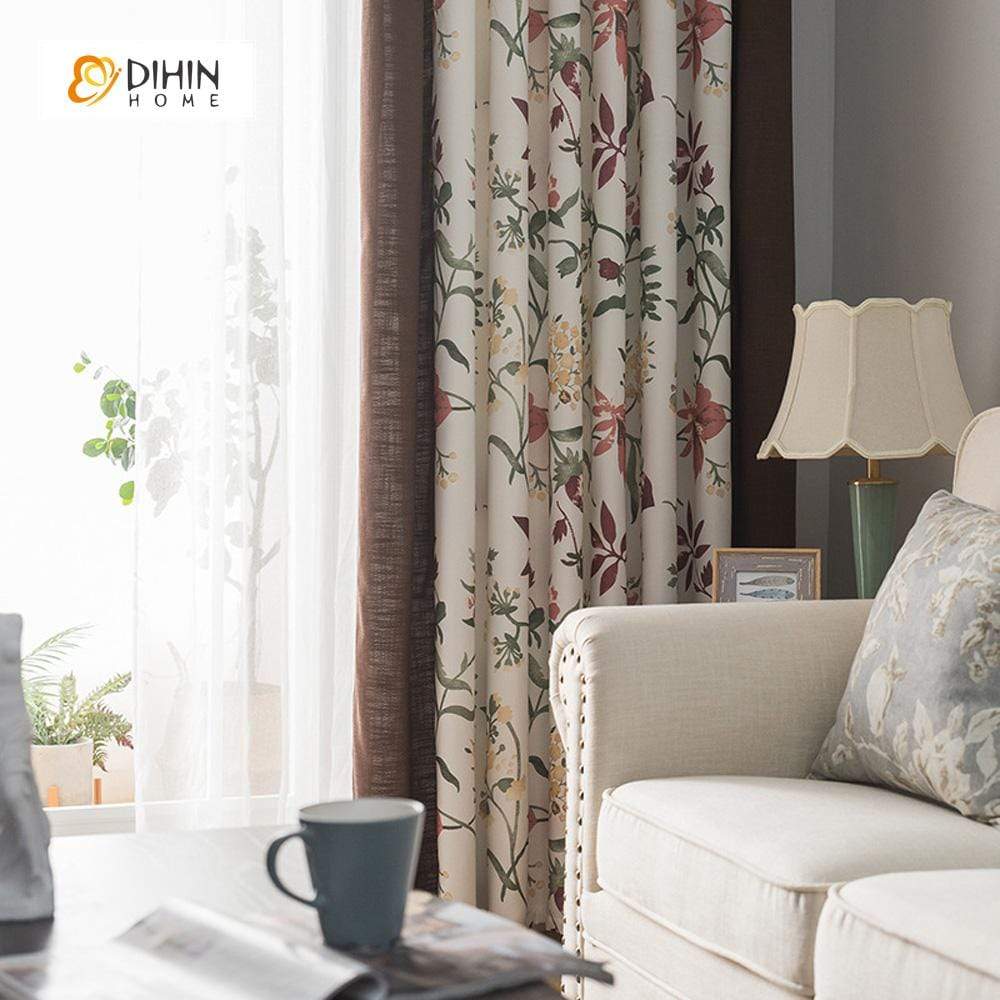 DIHIN HOME Pastoral Flower Spliced Curtains，Blackout Grommet Window Curtain for Living Room ,52x63-inch,1 Panel Roman Shades Curtains Window Blinds custom curtains blackout curtains curtains for living room sheer curtains curtain fabric linen curtains kitchen curtains velvet curtains pinch pleat curtains bay window curtains outdoor curtains pleated curtains floral curtains dining room curtains kitchen valances drapes for bedroom patio curtains nursery curtains grommet curtains