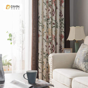DIHIN HOME Pastoral Flower Spliced Curtains，Blackout Grommet Window Curtain for Living Room ,52x63-inch,1 Panel Roman Shades Curtains Window Blinds custom curtains blackout curtains curtains for living room sheer curtains curtain fabric linen curtains kitchen curtains velvet curtains pinch pleat curtains bay window curtains outdoor curtains pleated curtains floral curtains dining room curtains kitchen valances drapes for bedroom patio curtains nursery curtains grommet curtains