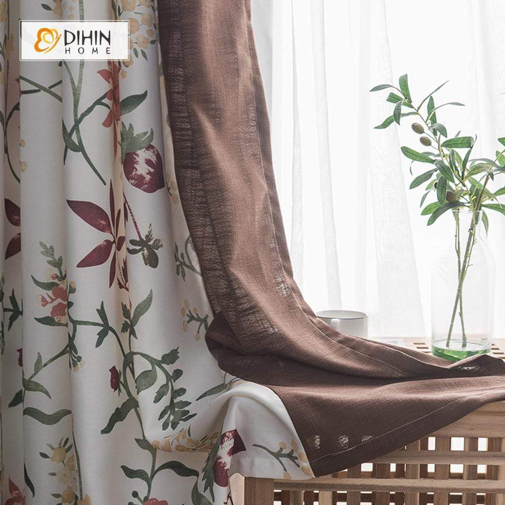 DIHIN HOME Pastoral Flower Spliced Curtains，Blackout Grommet Window Curtain for Living Room ,52x63-inch,1 Panel Roman Shades Curtains Window Blinds custom curtains blackout curtains curtains for living room sheer curtains curtain fabric linen curtains kitchen curtains velvet curtains pinch pleat curtains bay window curtains outdoor curtains pleated curtains floral curtains dining room curtains kitchen valances drapes for bedroom patio curtains nursery curtains grommet curtains