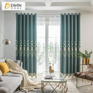 DIHIN HOME Pastoral Flowers Bonsai Cotton Linen Embroidered Curtain,Blackout Curtains Grommet Window Curtain for Living Room ,52x84-inch,1 Panel Roman Shades Curtains Window Blinds custom curtains blackout curtains curtains for living room sheer curtains curtain fabric linen curtains kitchen curtains velvet curtains pinch pleat curtains bay window curtains outdoor curtains pleated curtains floral curtains dining room curtains kitchen valances drapes for bedroom patio curtains nursery curtains grommet curtai