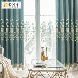 DIHIN HOME Pastoral Flowers Bonsai Cotton Linen Embroidered Curtain,Blackout Curtains Grommet Window Curtain for Living Room ,52x84-inch,1 Panel Roman Shades Curtains Window Blinds custom curtains blackout curtains curtains for living room sheer curtains curtain fabric linen curtains kitchen curtains velvet curtains pinch pleat curtains bay window curtains outdoor curtains pleated curtains floral curtains dining room curtains kitchen valances drapes for bedroom patio curtains nursery curtains grommet curtai