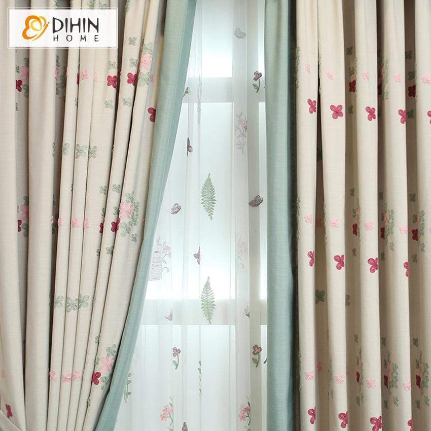 DIHIN HOME Pastoral Flowers Embroidered Valance ,Blackout Curtains Grommet Window Curtain for Living Room ,52x84-inch,1 Panel Roman Shades Curtains Window Blinds custom curtains blackout curtains curtains for living room sheer curtains curtain fabric linen curtains kitchen curtains velvet curtains pinch pleat curtains bay window curtains outdoor curtains pleated curtains floral curtains dining room curtains kitchen valances drapes for bedroom patio curtains nursery curtains grommet curtains