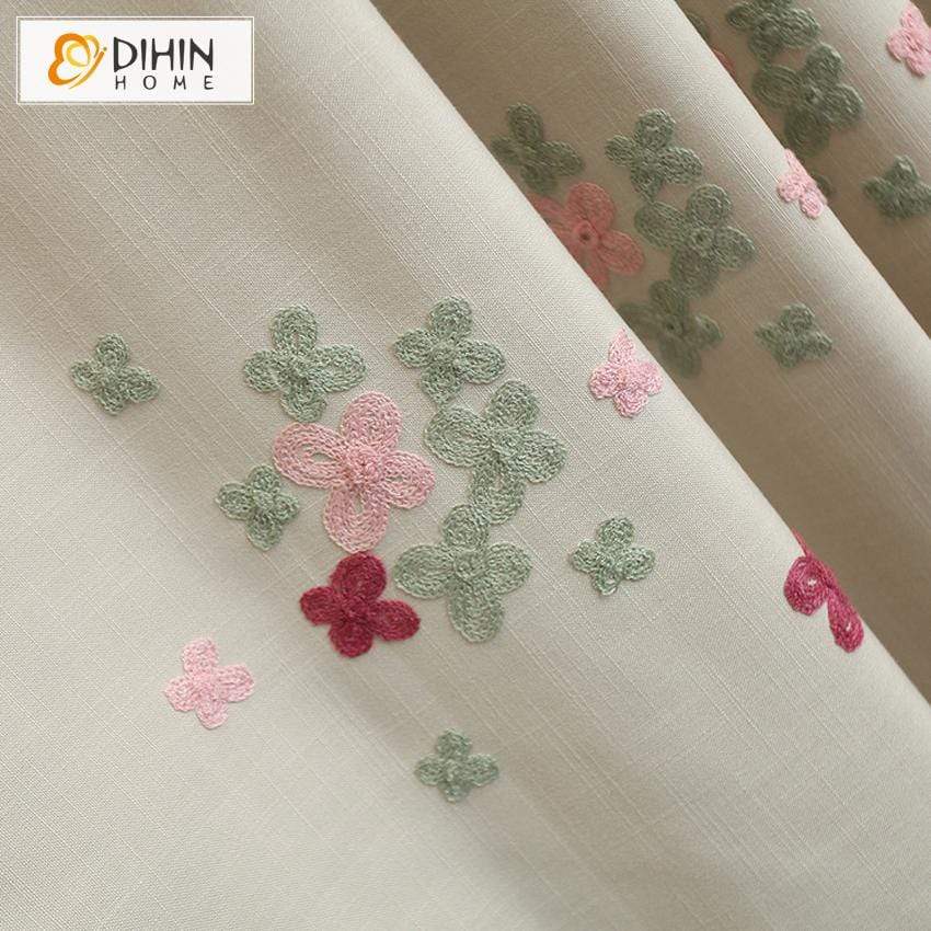 DIHIN HOME Pastoral Flowers Embroidered Valance ,Blackout Curtains Grommet Window Curtain for Living Room ,52x84-inch,1 Panel Roman Shades Curtains Window Blinds custom curtains blackout curtains curtains for living room sheer curtains curtain fabric linen curtains kitchen curtains velvet curtains pinch pleat curtains bay window curtains outdoor curtains pleated curtains floral curtains dining room curtains kitchen valances drapes for bedroom patio curtains nursery curtains grommet curtains