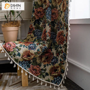 DIHIN HOME Pastoral Flowers Jacquard,Blackout Grommet Window Curtain for Living Room ,52x63-inch,1 Panel Roman Shades Curtains Window Blinds custom curtains blackout curtains curtains for living room sheer curtains curtain fabric linen curtains kitchen curtains velvet curtains pinch pleat curtains bay window curtains outdoor curtains pleated curtains floral curtains dining room curtains kitchen valances drapes for bedroom patio curtains nursery curtains grommet curtains
