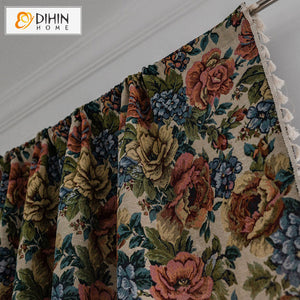 DIHIN HOME Pastoral Flowers Jacquard,Blackout Grommet Window Curtain for Living Room ,52x63-inch,1 Panel Roman Shades Curtains Window Blinds custom curtains blackout curtains curtains for living room sheer curtains curtain fabric linen curtains kitchen curtains velvet curtains pinch pleat curtains bay window curtains outdoor curtains pleated curtains floral curtains dining room curtains kitchen valances drapes for bedroom patio curtains nursery curtains grommet curtains