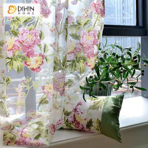 DIHIN HOME Pastoral Flowers Printed,Blackout Grommet Window Curtain for Living Room ,52x63-inch,1 Panel Roman Shades Curtains Window Blinds custom curtains blackout curtains curtains for living room sheer curtains curtain fabric linen curtains kitchen curtains velvet curtains pinch pleat curtains bay window curtains outdoor curtains pleated curtains floral curtains dining room curtains kitchen valances drapes for bedroom patio curtains nursery curtains grommet curtains