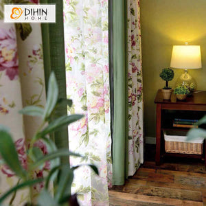 DIHIN HOME Pastoral Flowers Printed,Blackout Grommet Window Curtain for Living Room ,52x63-inch,1 Panel Roman Shades Curtains Window Blinds custom curtains blackout curtains curtains for living room sheer curtains curtain fabric linen curtains kitchen curtains velvet curtains pinch pleat curtains bay window curtains outdoor curtains pleated curtains floral curtains dining room curtains kitchen valances drapes for bedroom patio curtains nursery curtains grommet curtains