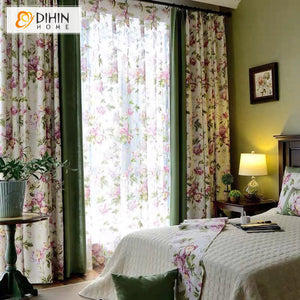 DIHIN HOME Pastoral Flowers Printed,Blackout Grommet Window Curtain for Living Room ,52x63-inch,1 Panel Roman Shades Curtains Window Blinds custom curtains blackout curtains curtains for living room sheer curtains curtain fabric linen curtains kitchen curtains velvet curtains pinch pleat curtains bay window curtains outdoor curtains pleated curtains floral curtains dining room curtains kitchen valances drapes for bedroom patio curtains nursery curtains grommet curtains