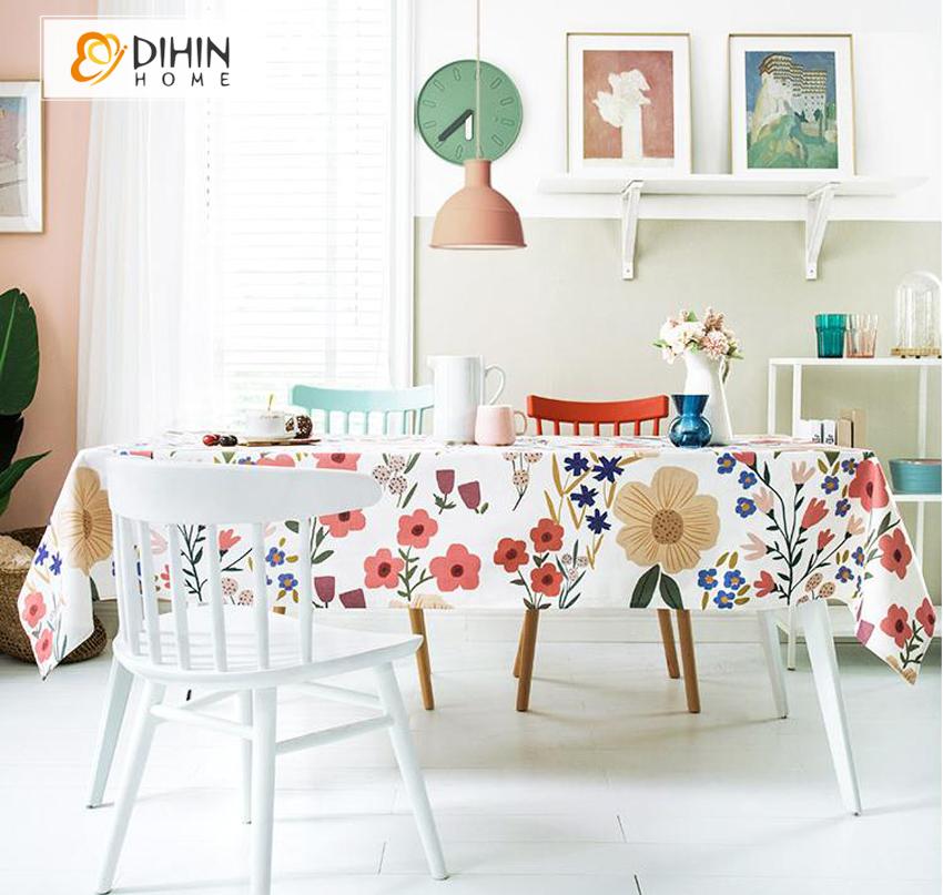 DIHIN HOME Pastoral Flowers Printed Tablecloth For Rectangle Tables,Custom Washed Linen Tablecloth,Handmade Rectangle Table Cover Roman Shades Curtains Window Blinds custom curtains blackout curtains curtains for living room sheer curtains curtain fabric linen curtains kitchen curtains velvet curtains pinch pleat curtains bay window curtains outdoor curtains pleated curtains floral curtains dining room curtains kitchen valances drapes for bedroom patio curtains nursery curtains grommet curtains