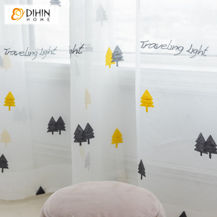 DIHIN HOME Pastoral Forest Embroideried,Blackout Grommet Window Curtain for Living Room ,52x63-inch,1 Panel Roman Shades Curtains Window Blinds custom curtains blackout curtains curtains for living room sheer curtains curtain fabric linen curtains kitchen curtains velvet curtains pinch pleat curtains bay window curtains outdoor curtains pleated curtains floral curtains dining room curtains kitchen valances drapes for bedroom patio curtains nursery curtains grommet curtains