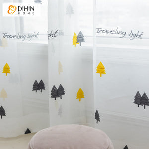 DIHIN HOME Pastoral Forest Embroideried,Blackout Grommet Window Curtain for Living Room ,52x63-inch,1 Panel Roman Shades Curtains Window Blinds custom curtains blackout curtains curtains for living room sheer curtains curtain fabric linen curtains kitchen curtains velvet curtains pinch pleat curtains bay window curtains outdoor curtains pleated curtains floral curtains dining room curtains kitchen valances drapes for bedroom patio curtains nursery curtains grommet curtains