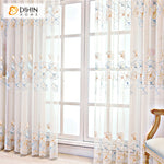 DIHIN HOME Pastoral Gingko Flower Embroidered,Sheer Curtain,Grommet Window Curtain for Living Room ,52x63-inch,1 Panel Curtains custom curtains blackout curtains curtains for living room curtain fabric linen curtains