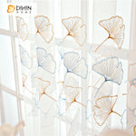 DIHIN HOME Pastoral Gingko Flower Embroidered,Sheer Curtain,Grommet Window Curtain for Living Room ,52x63-inch,1 Panel Curtains custom curtains blackout curtains curtains for living room curtain fabric linen curtains