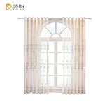 DIHIN HOME Pastoral Gingko Flower Embroidered,Sheer Curtain,Grommet Window Curtain for Living Room ,52x63-inch,1 Panel Curtains custom curtains blackout curtains curtains for living room curtain fabric linen curtains
