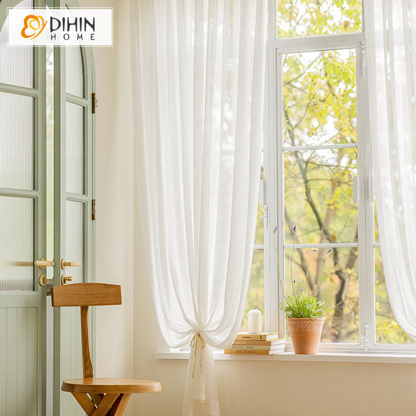 DIHIN HOME Pastoral Ginkgo Biloba Embroidered Sheer Curtain, Grommet Window Curtain for Living Room ,52x63-inch,1 Panel Roman Shades Curtains Window Blinds custom curtains blackout curtains curtains for living room sheer curtains curtain fabric linen curtains kitchen curtains velvet curtains pinch pleat curtains bay window curtains outdoor curtains pleated curtains floral curtains dining room curtains kitchen valances drapes for bedroom patio curtains nursery curtains grommet curtains