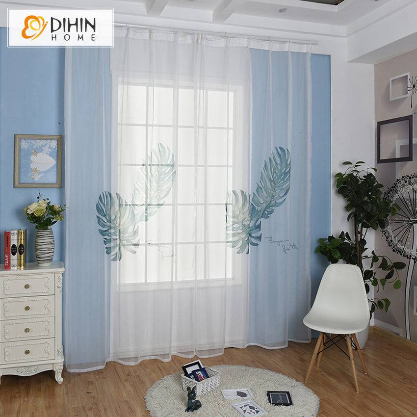 DIHIN HOME Pastoral Green Banana Leaves Printed Sheer Curtain,Grommet Window Curtain for Living Room ,52x63-inch,1 Panel Roman Shades Curtains Window Blinds custom curtains blackout curtains curtains for living room sheer curtains curtain fabric linen curtains kitchen curtains velvet curtains pinch pleat curtains bay window curtains outdoor curtains pleated curtains floral curtains dining room curtains kitchen valances drapes for bedroom patio curtains nursery curtains grommet curtains