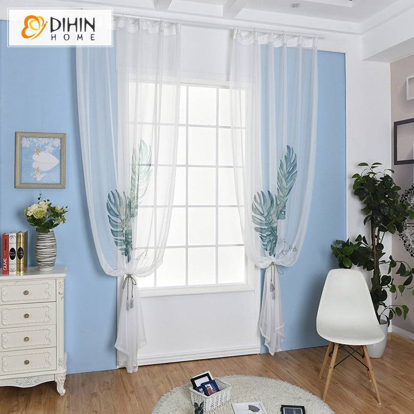 DIHIN HOME Pastoral Green Banana Leaves Printed Sheer Curtain,Grommet Window Curtain for Living Room ,52x63-inch,1 Panel Roman Shades Curtains Window Blinds custom curtains blackout curtains curtains for living room sheer curtains curtain fabric linen curtains kitchen curtains velvet curtains pinch pleat curtains bay window curtains outdoor curtains pleated curtains floral curtains dining room curtains kitchen valances drapes for bedroom patio curtains nursery curtains grommet curtains