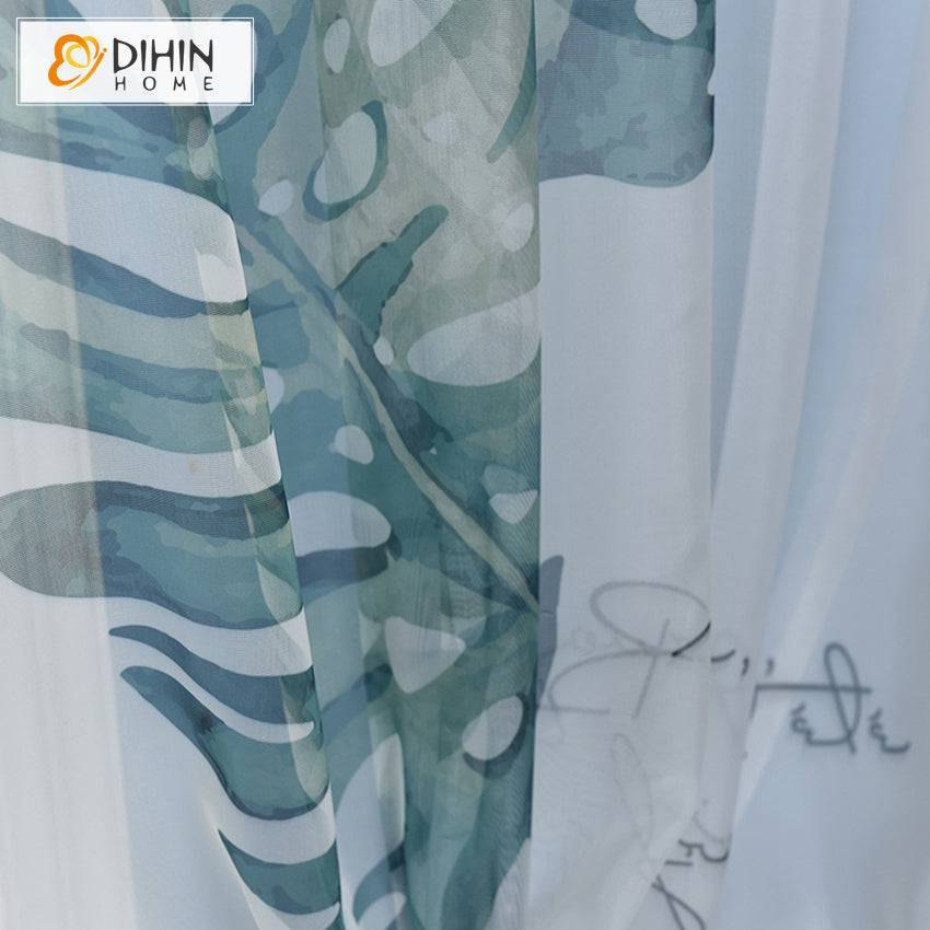 DIHIN HOME Pastoral Green Banana Leaves Printed Sheer Curtain,Grommet Window Curtain for Living Room ,52x63-inch,1 Panel Roman Shades Curtains Window Blinds custom curtains blackout curtains curtains for living room sheer curtains curtain fabric linen curtains kitchen curtains velvet curtains pinch pleat curtains bay window curtains outdoor curtains pleated curtains floral curtains dining room curtains kitchen valances drapes for bedroom patio curtains nursery curtains grommet curtains