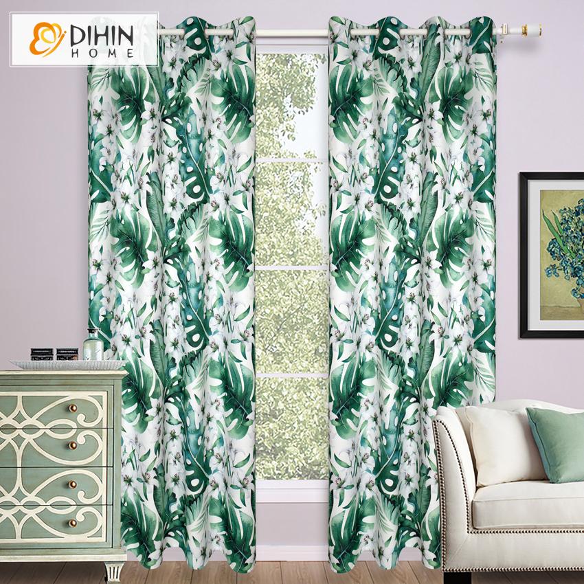 DIHIN HOME Pastoral Green Banana Tree Printed Curtains ,Blackout Grommet Window Curtain for Living Room ,52x63-inch,1 Panel Roman Shades Curtains Window Blinds custom curtains blackout curtains curtains for living room sheer curtains curtain fabric linen curtains kitchen curtains velvet curtains pinch pleat curtains bay window curtains outdoor curtains pleated curtains floral curtains dining room curtains kitchen valances drapes for bedroom patio curtains nursery curtains grommet curtains