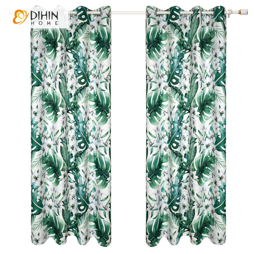 DIHIN HOME Pastoral Green Banana Tree Printed Curtains ,Blackout Grommet Window Curtain for Living Room ,52x63-inch,1 Panel Roman Shades Curtains Window Blinds custom curtains blackout curtains curtains for living room sheer curtains curtain fabric linen curtains kitchen curtains velvet curtains pinch pleat curtains bay window curtains outdoor curtains pleated curtains floral curtains dining room curtains kitchen valances drapes for bedroom patio curtains nursery curtains grommet curtains
