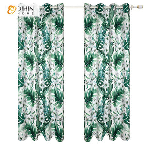 DIHIN HOME Pastoral Green Banana Tree Printed Curtains ,Blackout Grommet Window Curtain for Living Room ,52x63-inch,1 Panel Roman Shades Curtains Window Blinds custom curtains blackout curtains curtains for living room sheer curtains curtain fabric linen curtains kitchen curtains velvet curtains pinch pleat curtains bay window curtains outdoor curtains pleated curtains floral curtains dining room curtains kitchen valances drapes for bedroom patio curtains nursery curtains grommet curtains