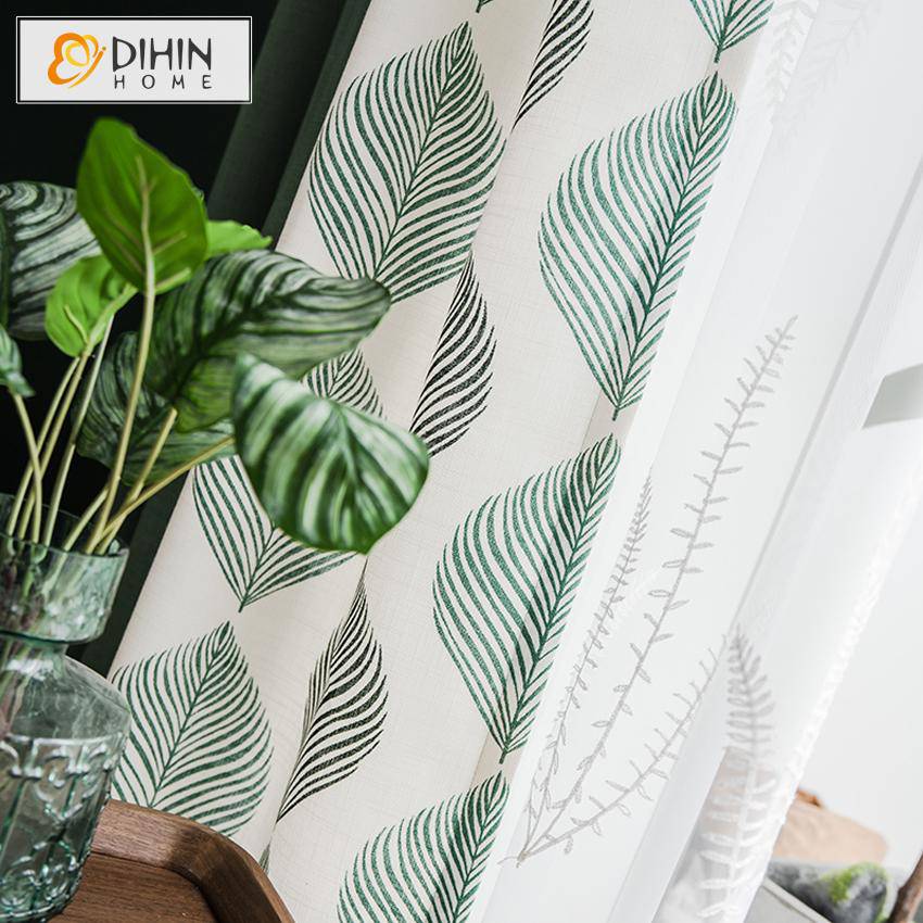 DIHIN HOME Pastoral Green Big Leaves Printed,Blackout Curtains Grommet Window Curtain for Living Room ,52x63-inch,1 Panel Roman Shades Curtains Window Blinds custom curtains blackout curtains curtains for living room sheer curtains curtain fabric linen curtains kitchen curtains velvet curtains pinch pleat curtains bay window curtains outdoor curtains pleated curtains floral curtains dining room curtains kitchen valances drapes for bedroom patio curtains nursery curtains grommet curtains