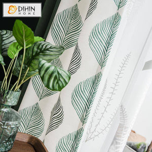 DIHIN HOME Pastoral Green Big Leaves Printed,Blackout Curtains Grommet Window Curtain for Living Room ,52x63-inch,1 Panel Roman Shades Curtains Window Blinds custom curtains blackout curtains curtains for living room sheer curtains curtain fabric linen curtains kitchen curtains velvet curtains pinch pleat curtains bay window curtains outdoor curtains pleated curtains floral curtains dining room curtains kitchen valances drapes for bedroom patio curtains nursery curtains grommet curtains