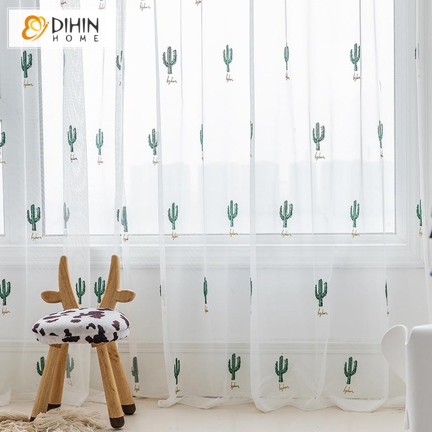 DIHIN HOME Pastoral Green Cactus Embroidered ,Blackout Grommet Window Curtain for Living Room ,52x63-inch,1 Panel Roman Shades Curtains Window Blinds custom curtains blackout curtains curtains for living room sheer curtains curtain fabric linen curtains kitchen curtains velvet curtains pinch pleat curtains bay window curtains outdoor curtains pleated curtains floral curtains dining room curtains kitchen valances drapes for bedroom patio curtains nursery curtains grommet curtains