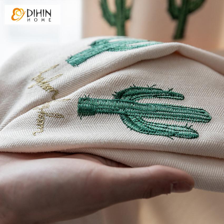 DIHIN HOME Pastoral Green Cactus Embroidered ,Blackout Grommet Window Curtain for Living Room ,52x63-inch,1 Panel Roman Shades Curtains Window Blinds custom curtains blackout curtains curtains for living room sheer curtains curtain fabric linen curtains kitchen curtains velvet curtains pinch pleat curtains bay window curtains outdoor curtains pleated curtains floral curtains dining room curtains kitchen valances drapes for bedroom patio curtains nursery curtains grommet curtains