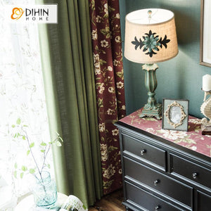 DIHIN HOME Pastoral Green Color Cotton Linen Fabric Flowers Printed,Blackout Curtains Grommet Window Curtain for Living Room ,52x63-inch,1 Panel Roman Shades Curtains Window Blinds custom curtains blackout curtains curtains for living room sheer curtains curtain fabric linen curtains kitchen curtains velvet curtains pinch pleat curtains bay window curtains outdoor curtains pleated curtains floral curtains dining room curtains kitchen valances drapes for bedroom patio curtains nursery curtains grommet curtai
